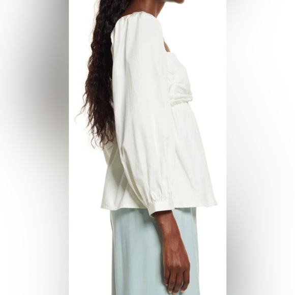 Open Edit Ivory Cotton Poplin Babydoll Top Size Small NWT - Picture 3 of 16